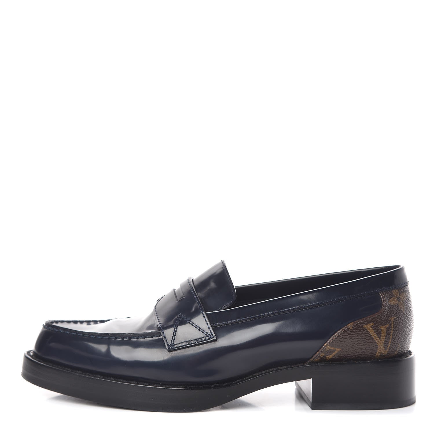 Louis Vuitton Monogram Patent Academy Flat Loafers 36 Navy 1 of 13