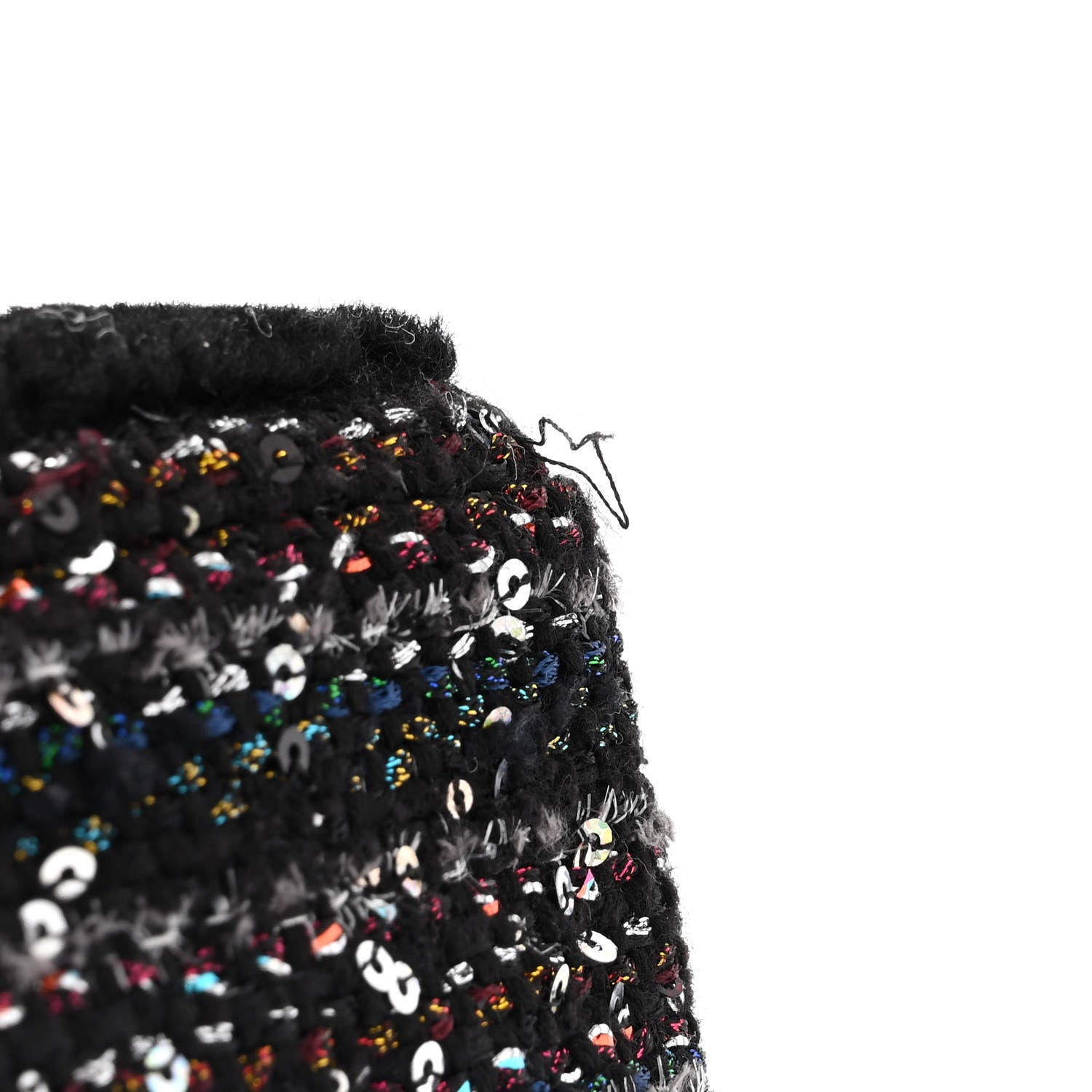 Chanel Shearling Sequin Tweed Quilted Jumbo Flap Black 11 of 14