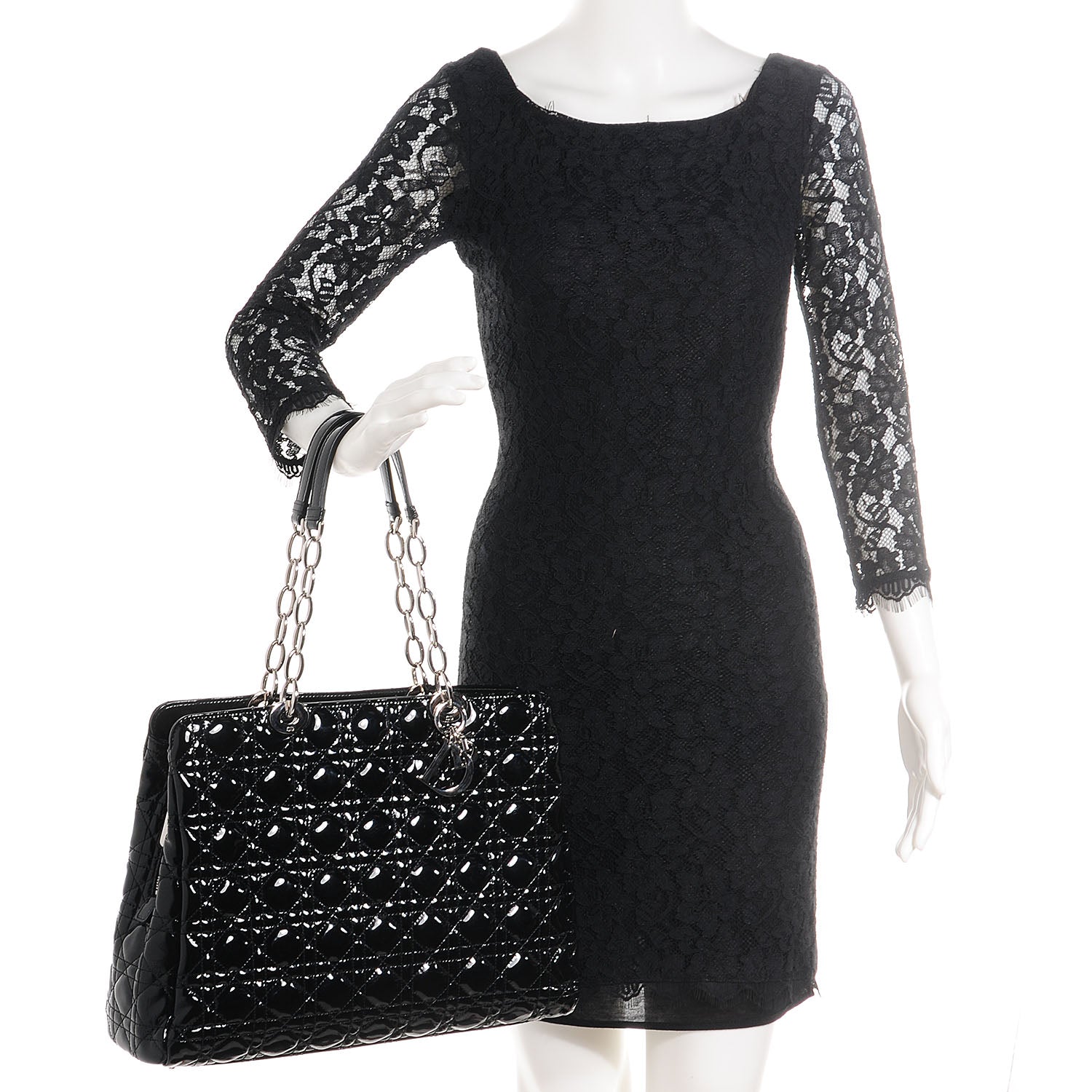 Christian Dior Patent Cannage Dior Soft Shopping Tote Black 2 of 10