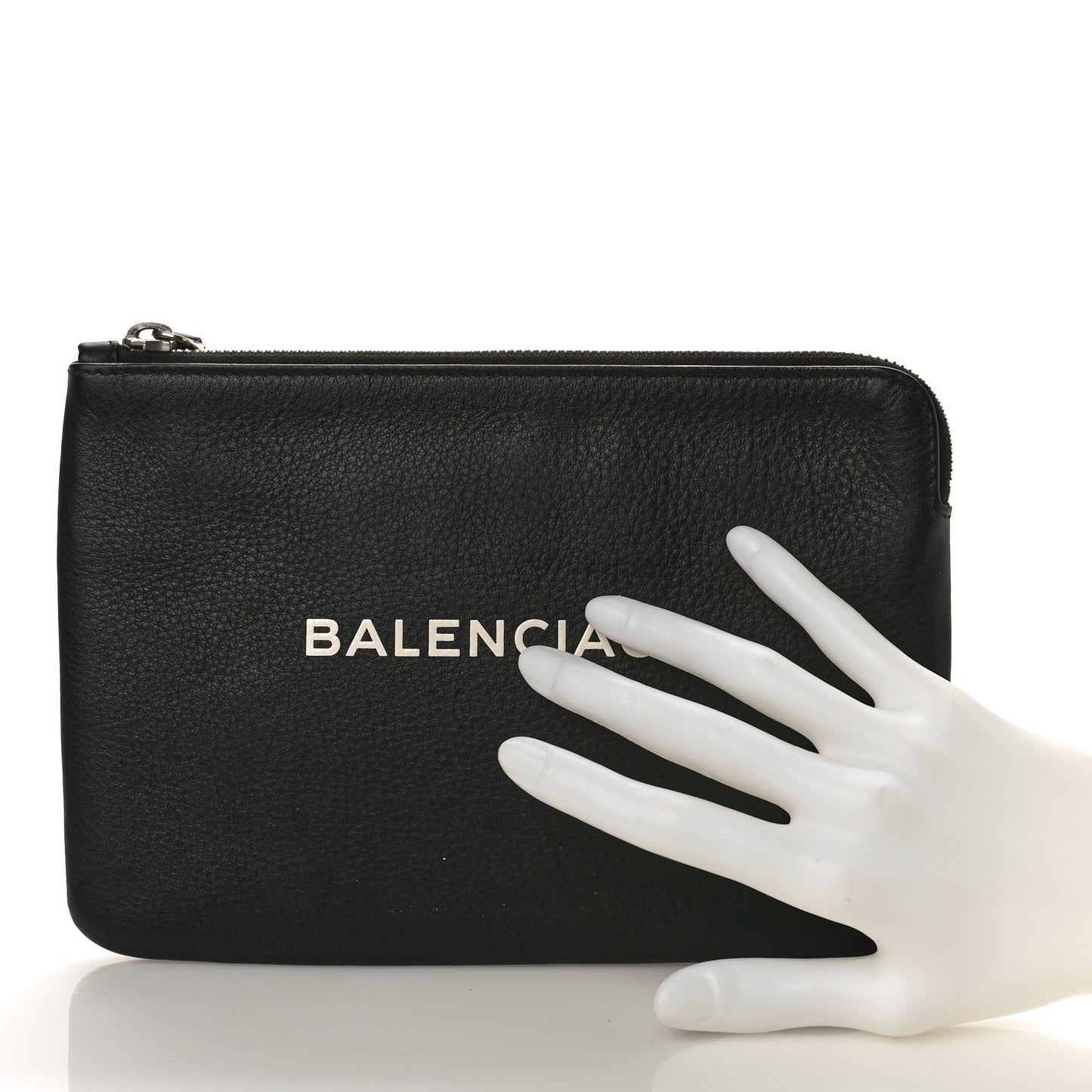 Calfskin Logo Medium Everyday Pouch Black