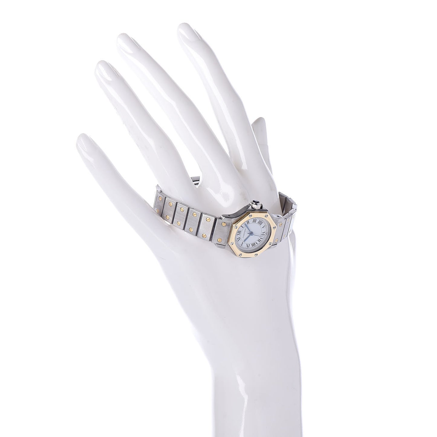 Stainless Steel 18K Yellow Gold 25mm Santos Octagon Automatic Watch
