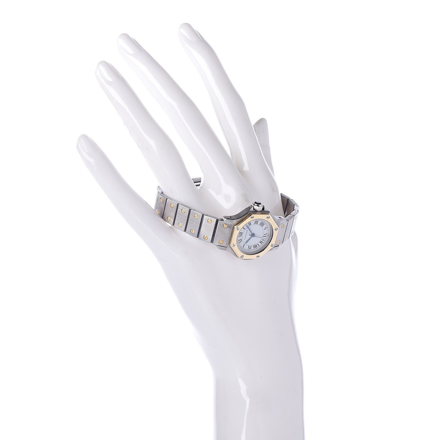 Cartier Stainless Steel 18K Yellow Gold 25mm Santos Octagon Automatic Watch 2 of 7
