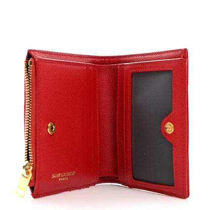 Saint Laurent Grain De Poudre Matelasse Chevron Monogram Zipped Card Case Bandana Red 5 of 8