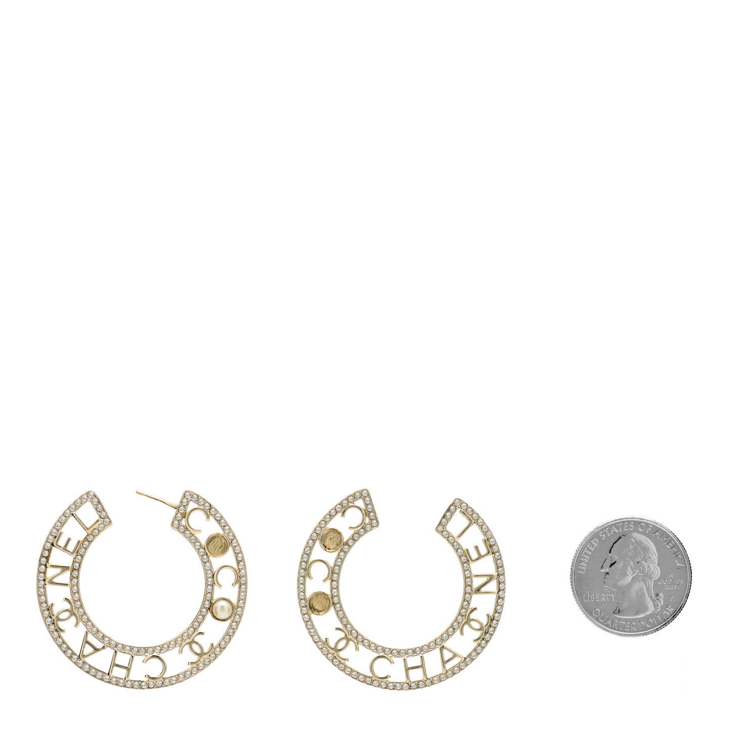 Crystal Pearl Bow-tiful CC Hoop Earrings Gold