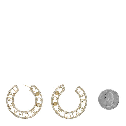 Chanel Crystal Pearl Bow-tiful CC Hoop Earrings Gold 2 of 7