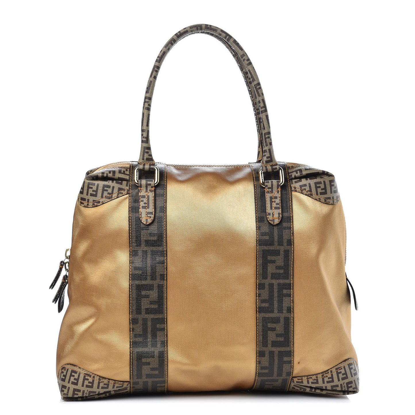 Metallic Canvas Zucca Zucchino Spalmati Large Mixed Media B Mix Tote Gold Brown