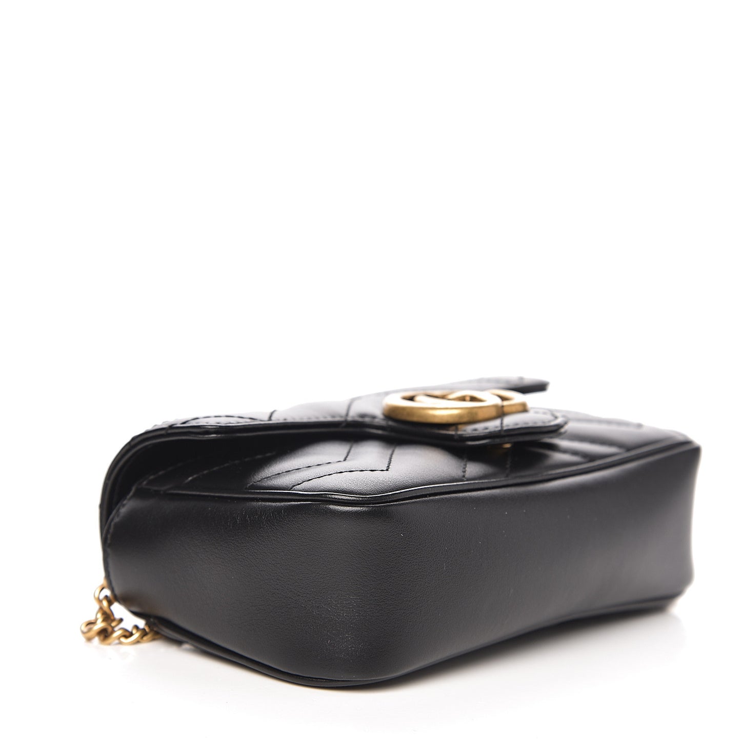 Calfskin Matelasse Super Mini GG Marmont Shoulder Bag Black