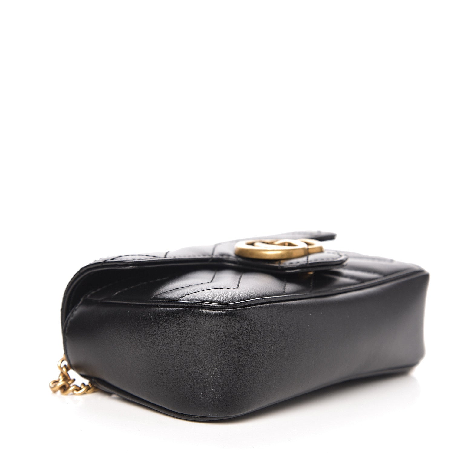 Gucci Calfskin Matelasse Super Mini GG Marmont Shoulder Bag Black 3 of 10