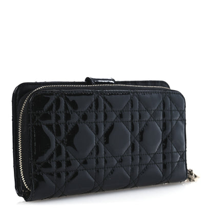 Christian Dior Patent Cannage Lady Dior Continental Wallet Black 3 of 13