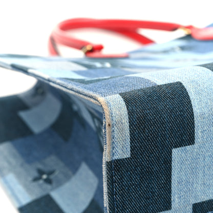 Louis Vuitton Denim Damier Monogram Onthego Blue Rouge 11 of 14