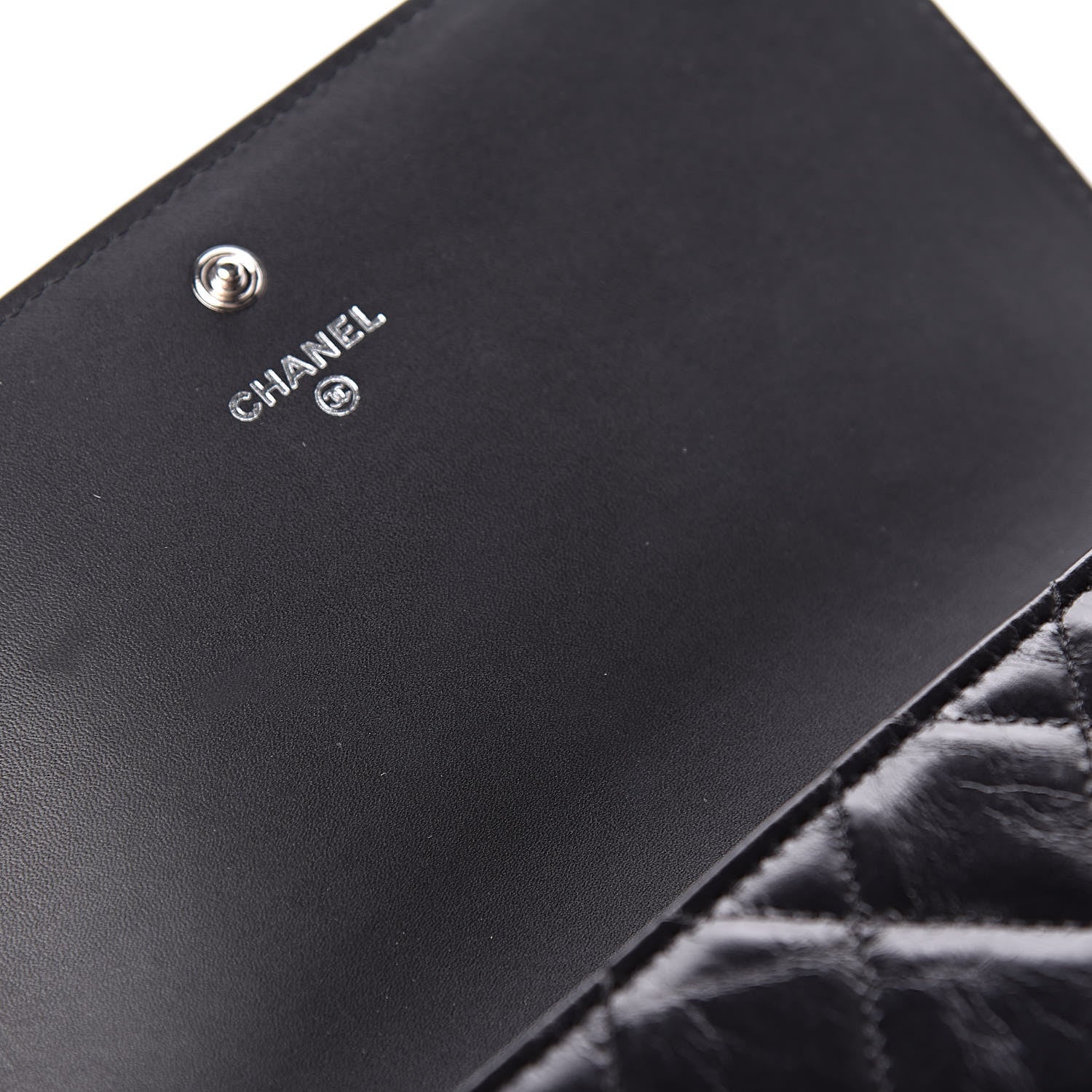 Chanel Glazed Calfskin Quilted Coco Boy Large Gusset Flap Wallet Black 10 of 12