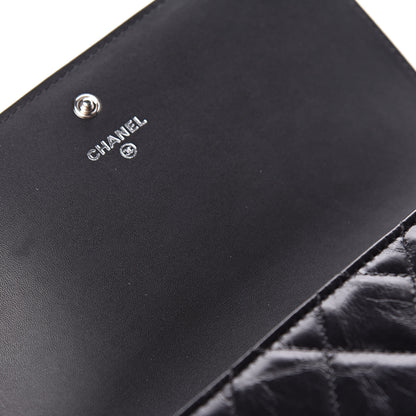 Chanel Glazed Calfskin Quilted Coco Boy Large Gusset Flap Wallet Black 10 of 12