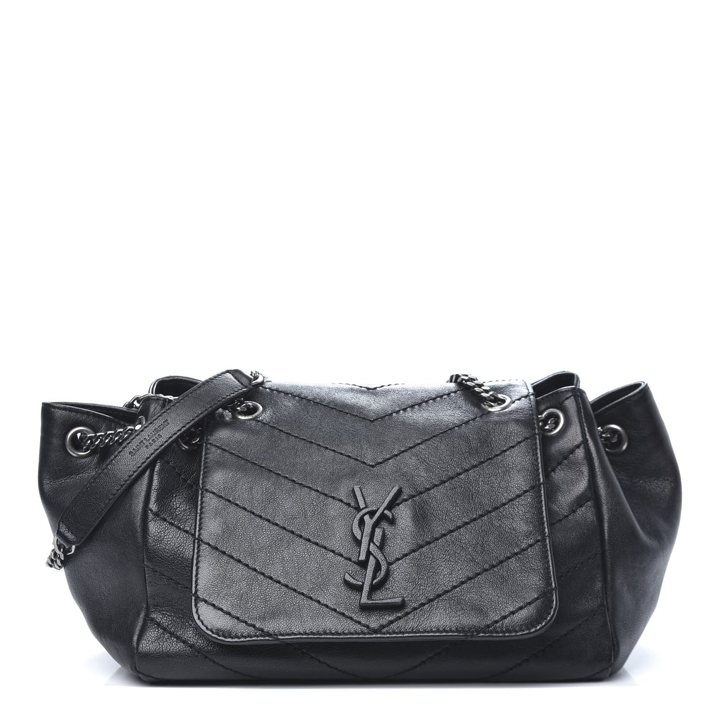 Vintage Lambskin Chevron Monogram Small Nolita Dark Green