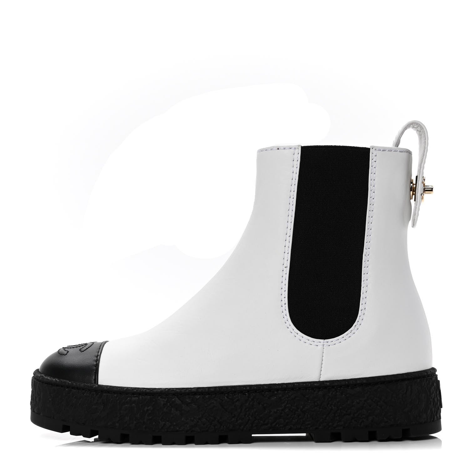 Chanel Calfskin Cap Toe CC Ankle Boots 35 White Black 1 of 5