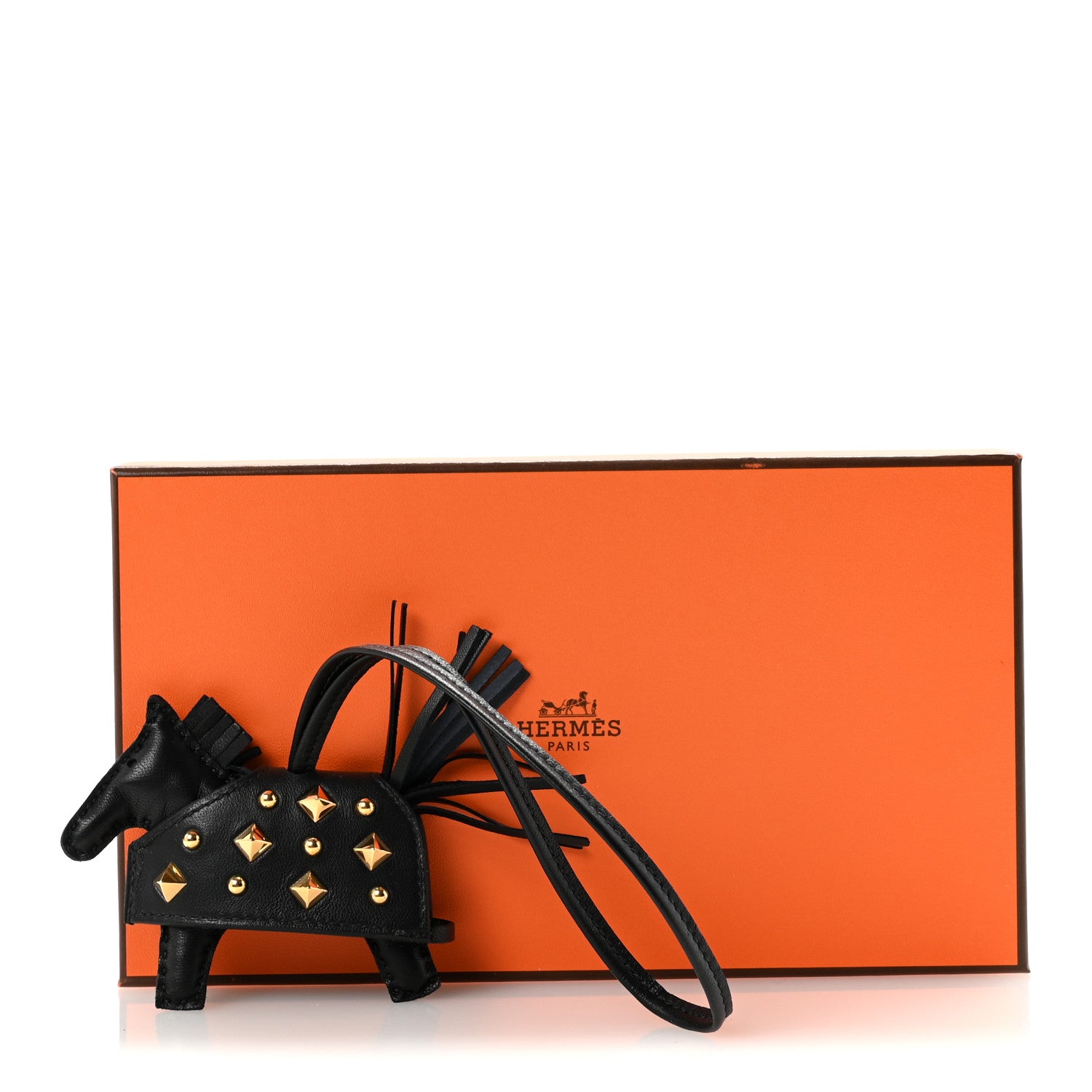 Hermes Milo Lambskin Studded Grigri Rodeo Robeo Rock Horse Bag Charm PM Black 5 of 5