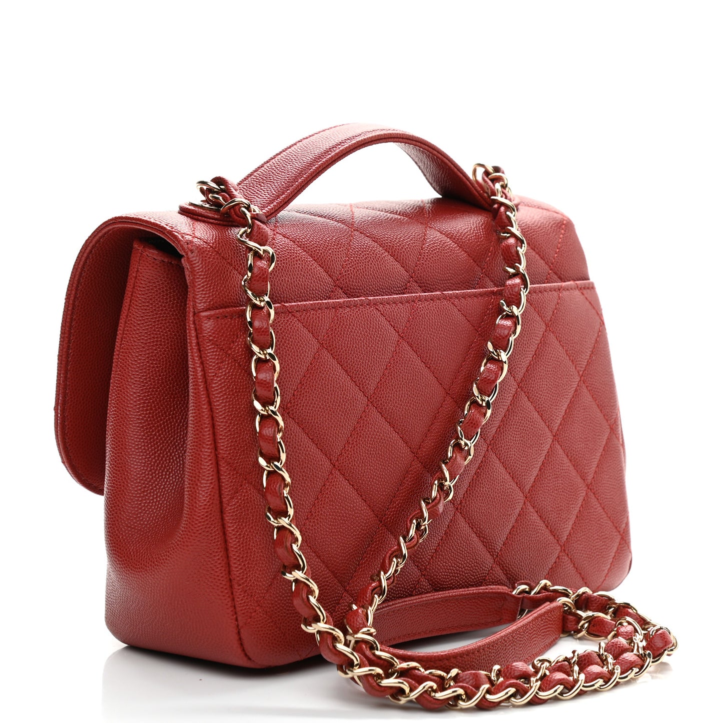 Caviar Quilted Medium Business Affinity Flap Red