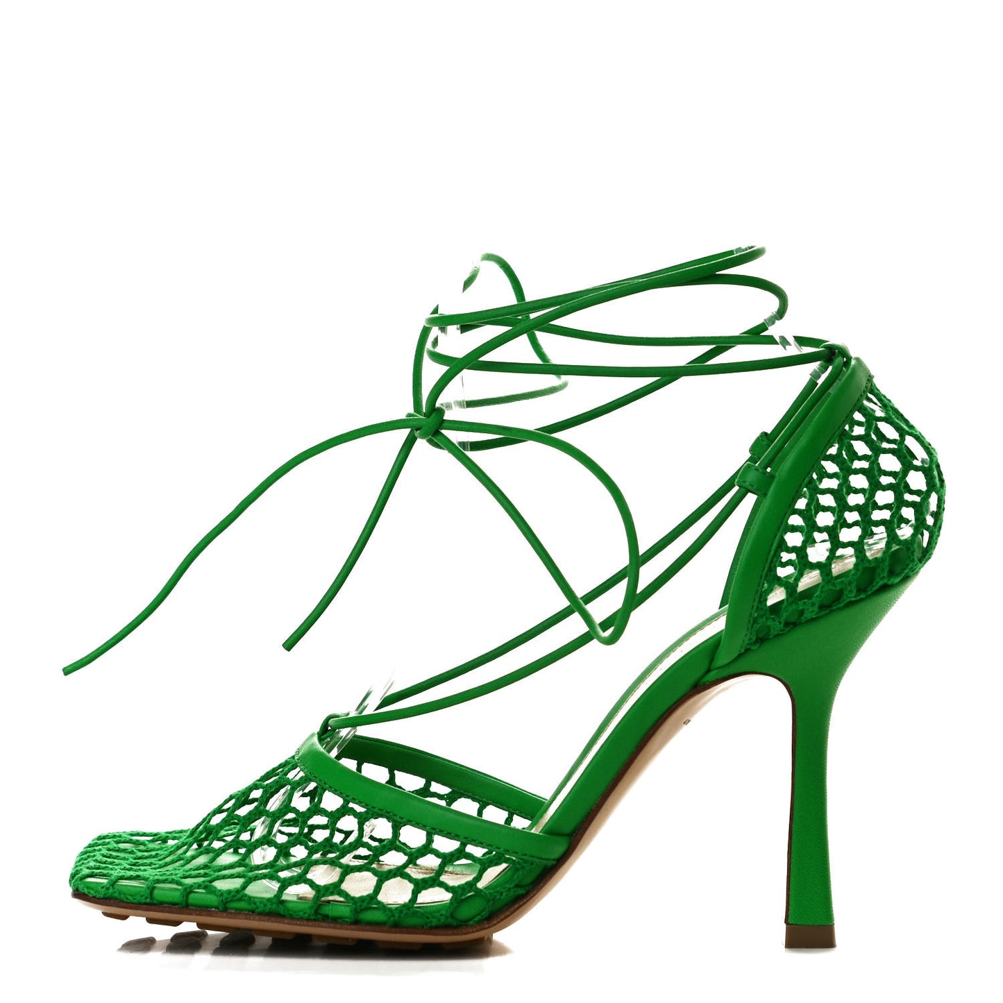 Mesh Nappa Stretch Ankle Tie 90mm Sandals 37.5 Grass