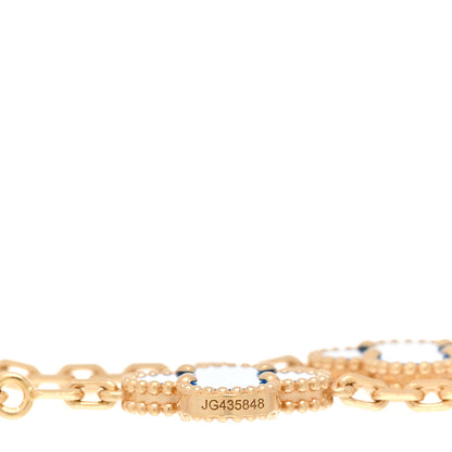Van Cleef & Arpels 18K Yellow Gold Blue Agate 5 Motifs Vintage Alhambra Bracelet 4 of 5