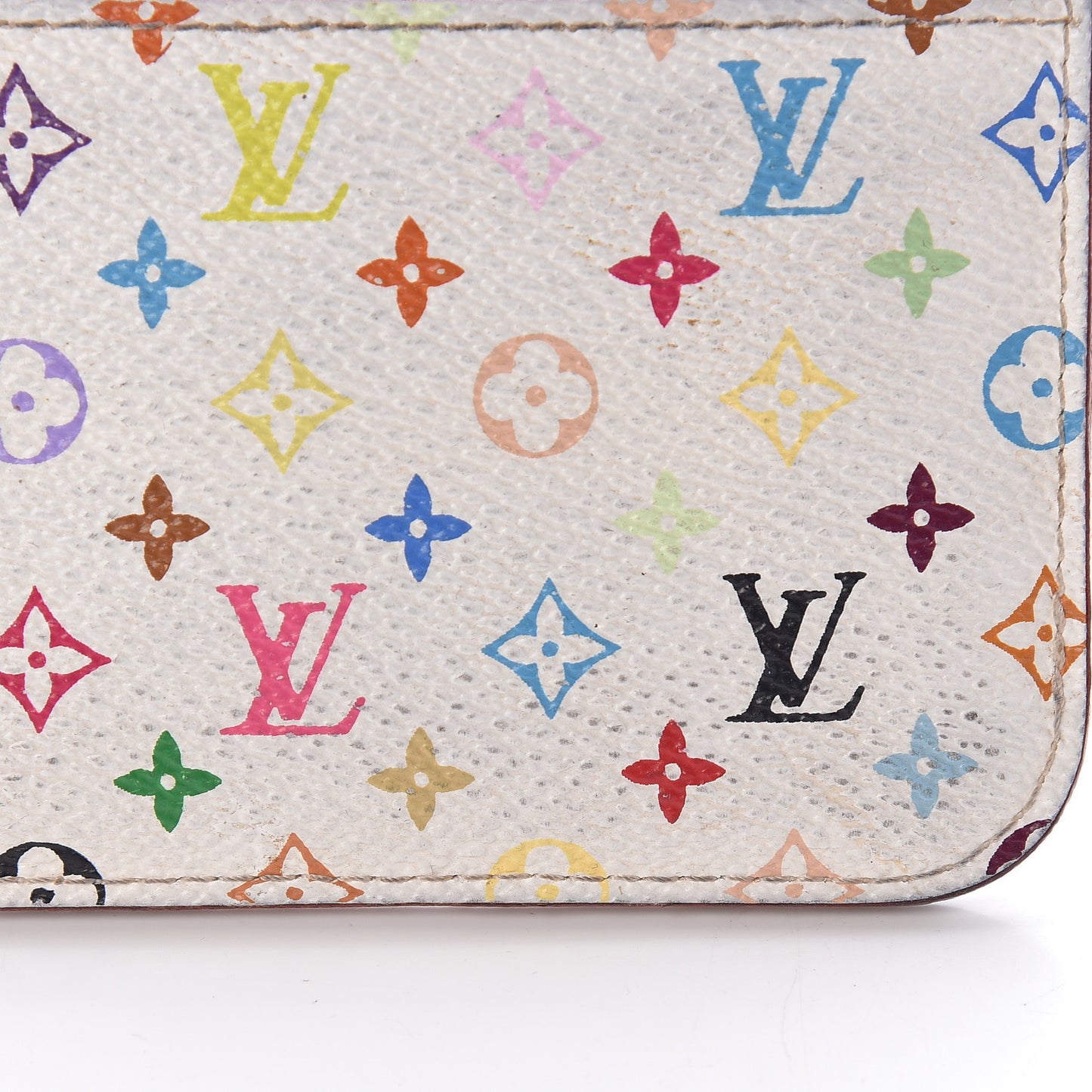 Monogram Multicolor Key Pouch White Litchi