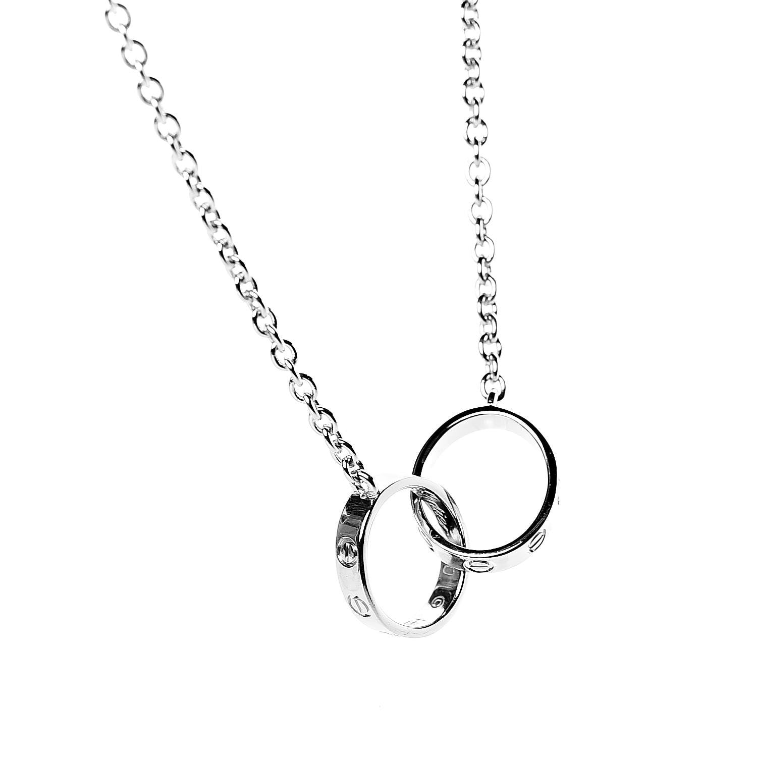 Cartier 18K White Gold Interlocking LOVE Necklace 4 of 6
