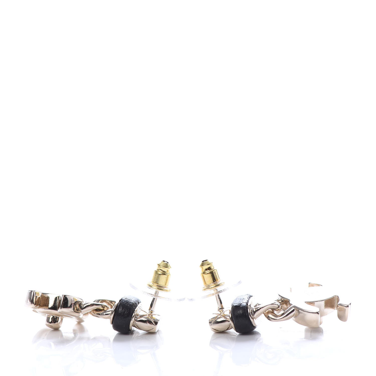 Chanel Lambskin CC Turnlock Drop Earrings Gold Black 3 of 4