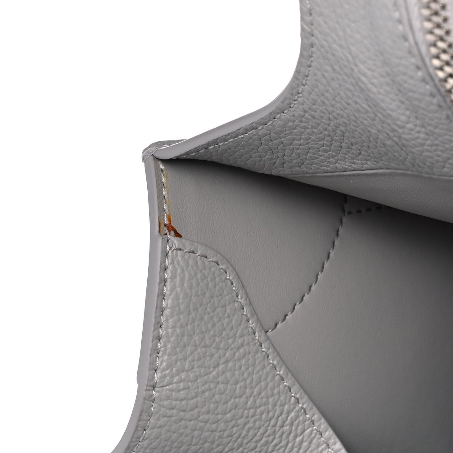 Grained Calfskin Neo Classic Silver Hardware Large Top Handle Bag Light Grey