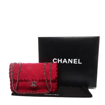 Chanel Fancy Felt Flap Dark Pink 4 of 9