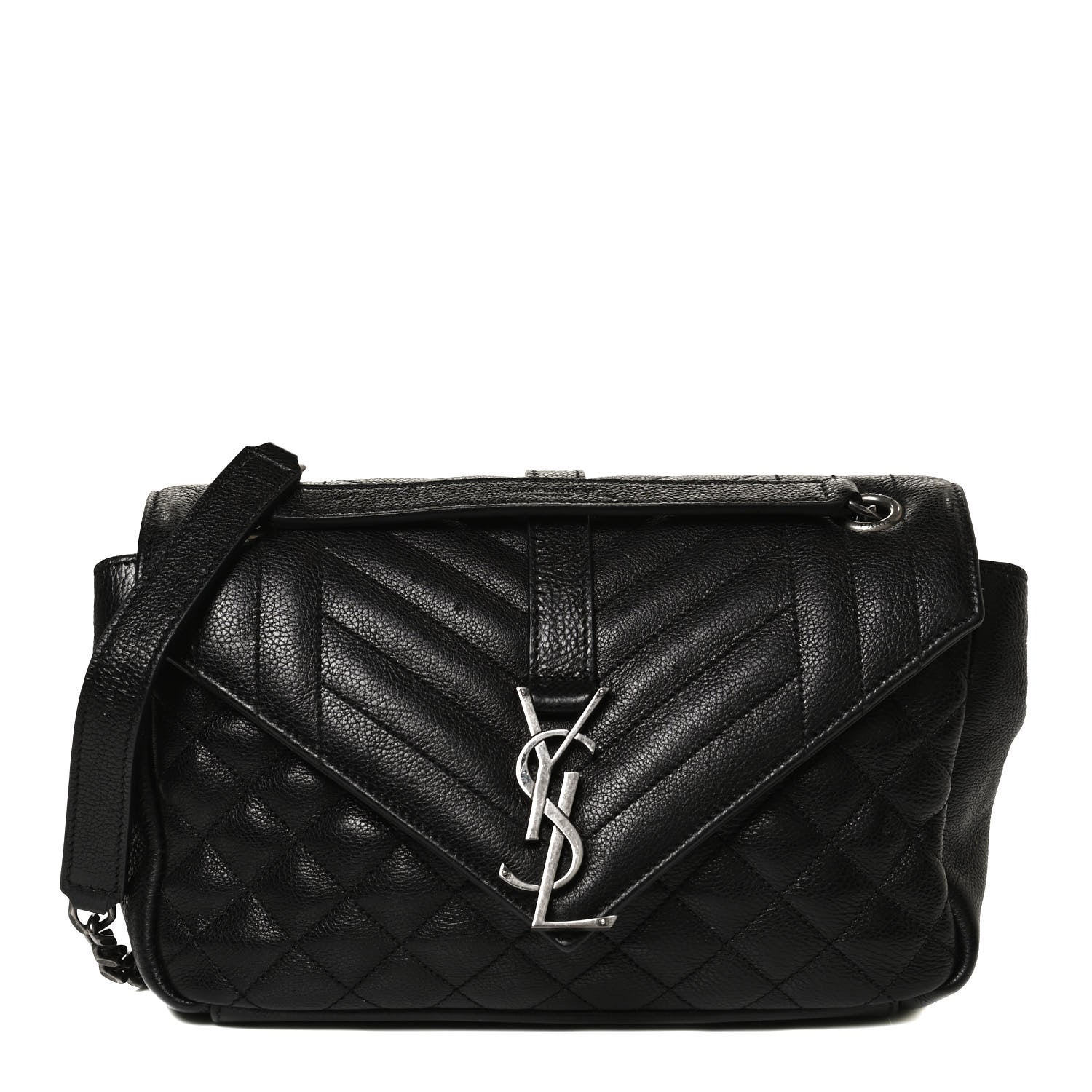 Saint Laurent Sheepskin Tri-Quilt Monogram Medium College Bag Black 1 of 10