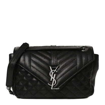 Saint Laurent Sheepskin Tri-Quilt Monogram Medium College Bag Black 1 of 10
