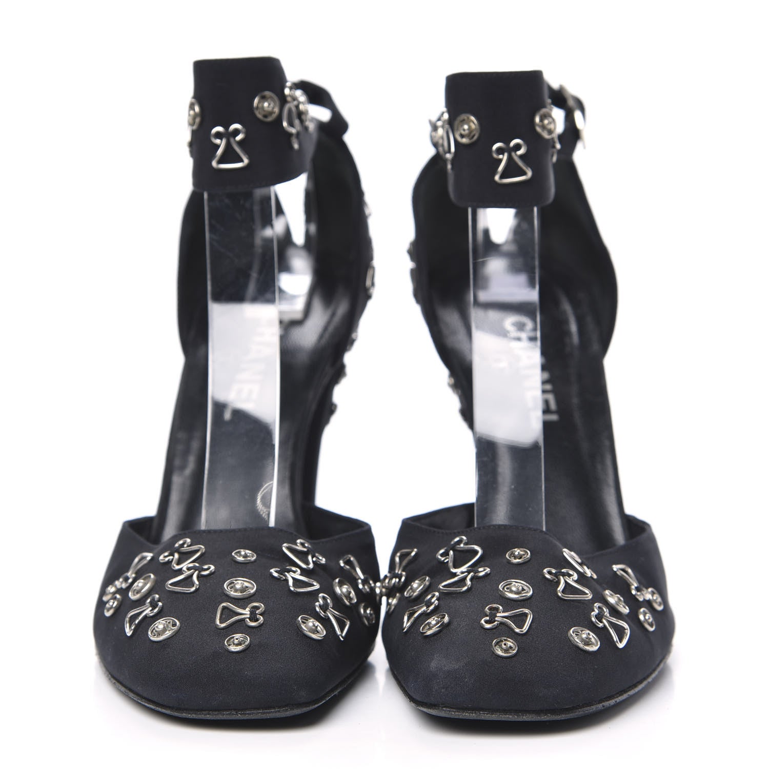 Chanel Satin Embellished Pumps 40 Black 2 of 9
