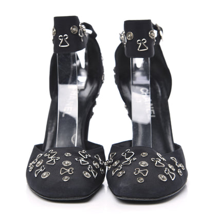 Chanel Satin Embellished Pumps 40 Black 2 of 9