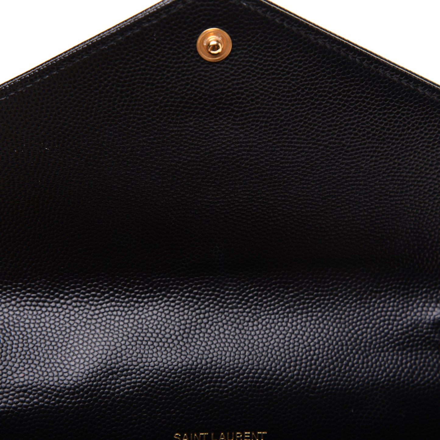 Grain De Poudre Matelasse Chevron Monogram Envelope Chain Wallet Black