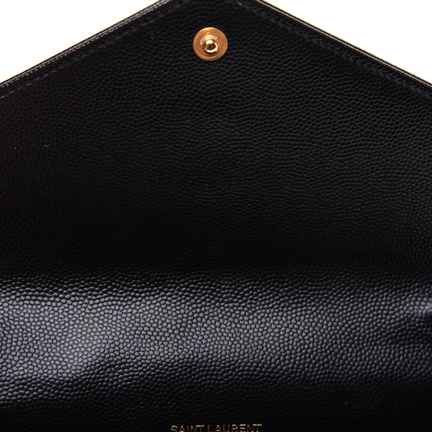 Saint Laurent Grain De Poudre Matelasse Chevron Monogram Envelope Chain Wallet Black 9 of 14