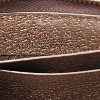 Gucci GG Supreme Monogram Textured Dollar Calfskin Web Ophidia Zip Around Card Case Wallet Beige Ebony New Acero 7 of 10