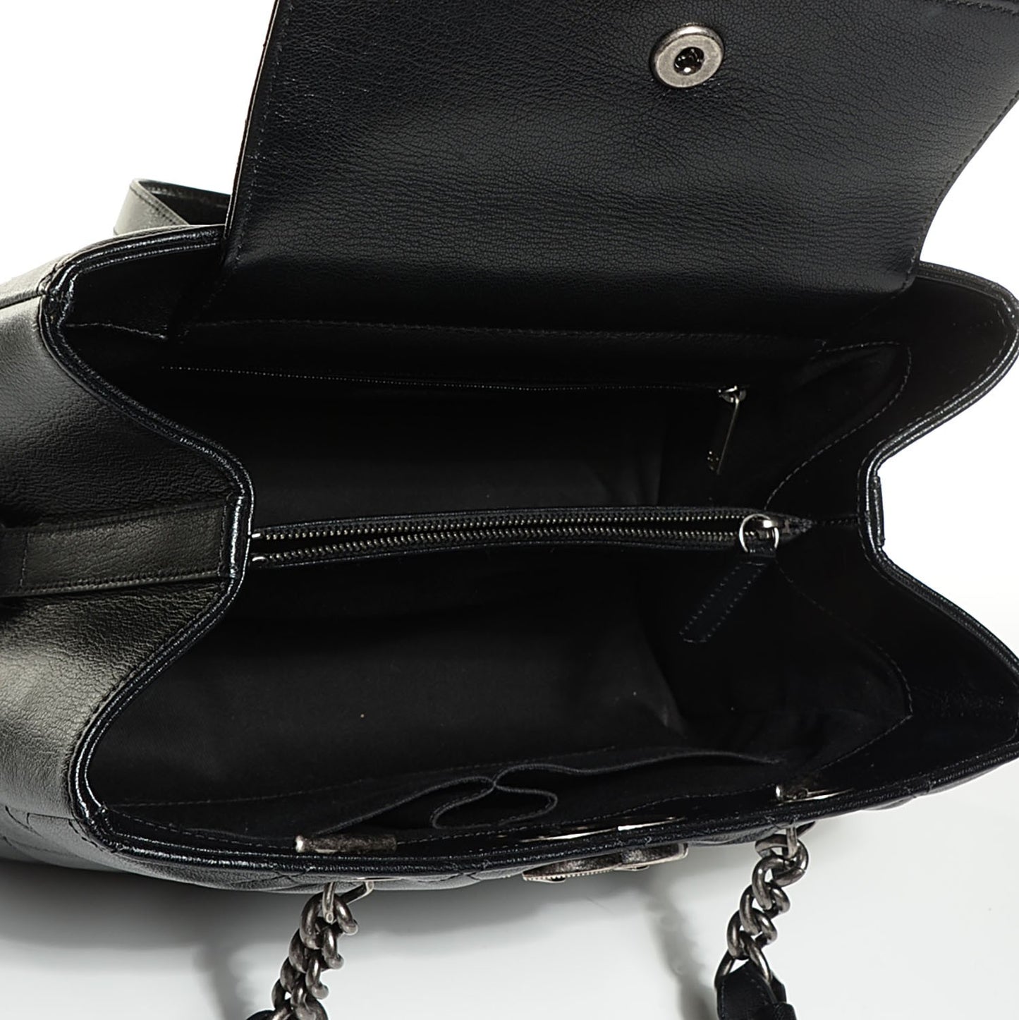 Metallic Goatskin Quilted Large City Rock Shopping Bag Black