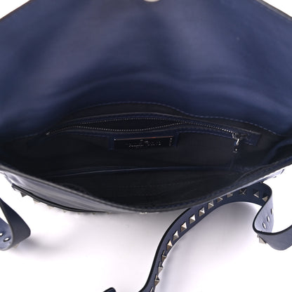 Valentino Garavani Vitello Rockstud Back Pocket Flap Crossbody Bag Dark Blue 4 of 4