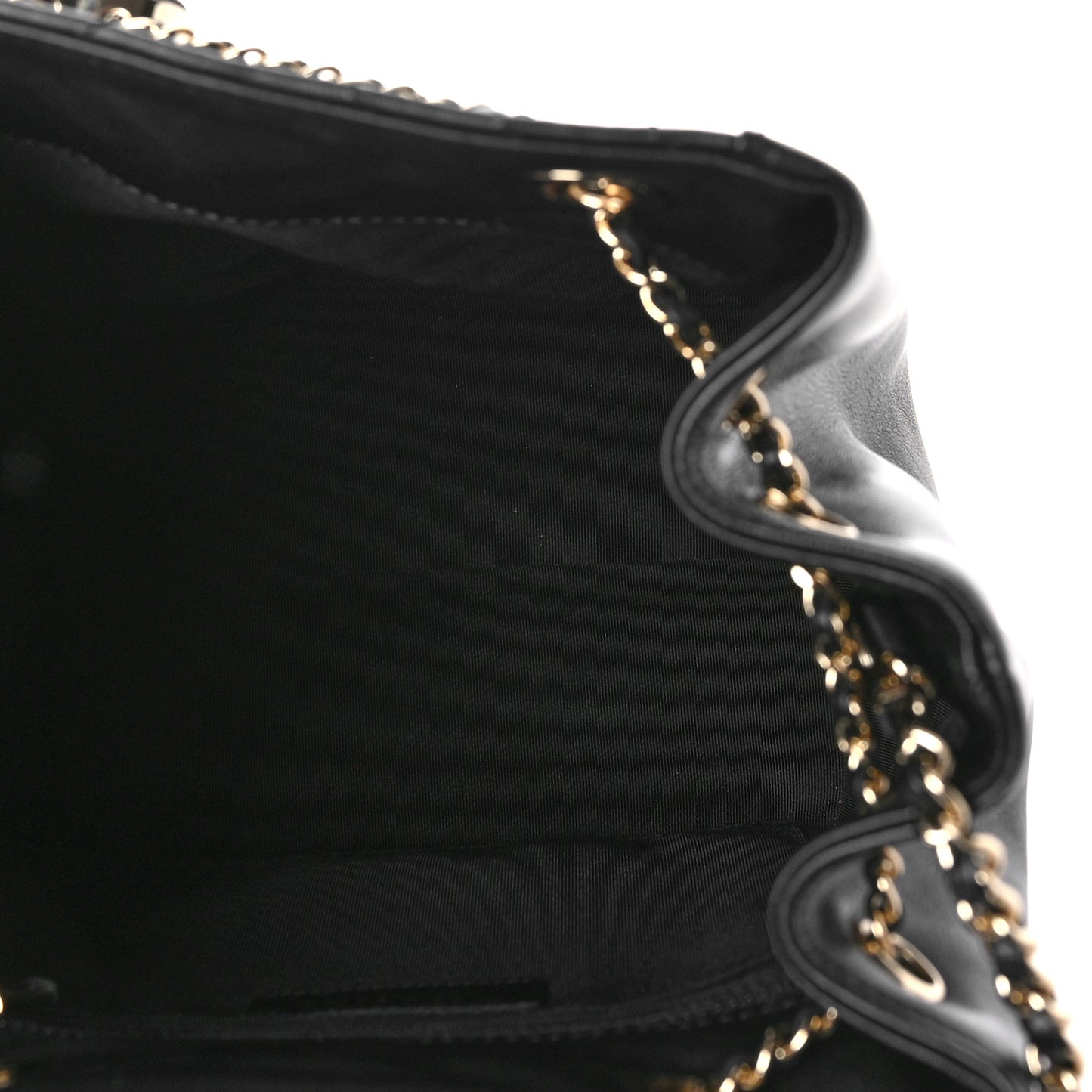 Calfskin Quilted Daily Chevron Drawstring Bag Black
