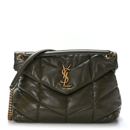 Saint Laurent Lambskin Quilted Medium Loulou Puffer Monogram Chain Satchel Seaweed 1 of 9