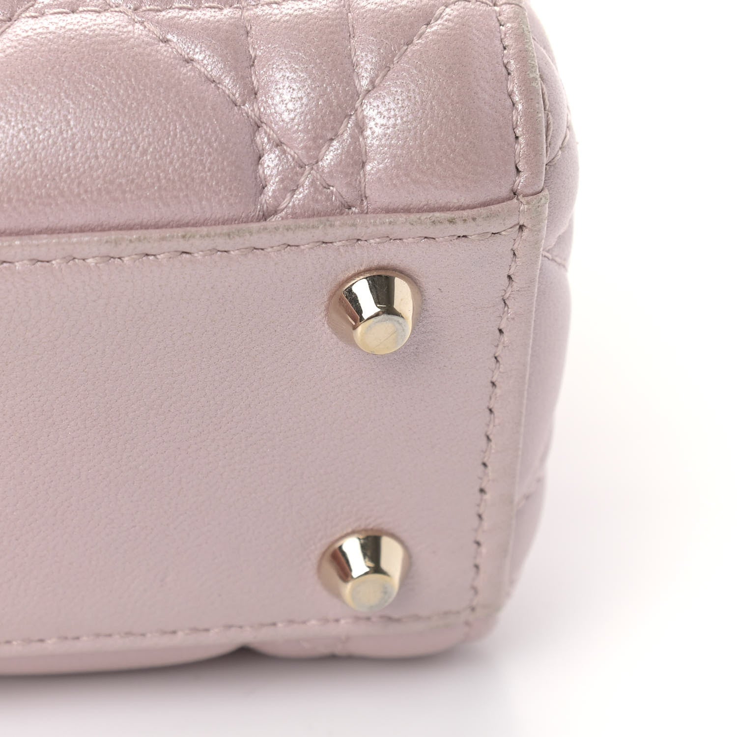 Christian Dior Metallic Lambskin Cannage Mini Lady Dior Lotus 16 of 19