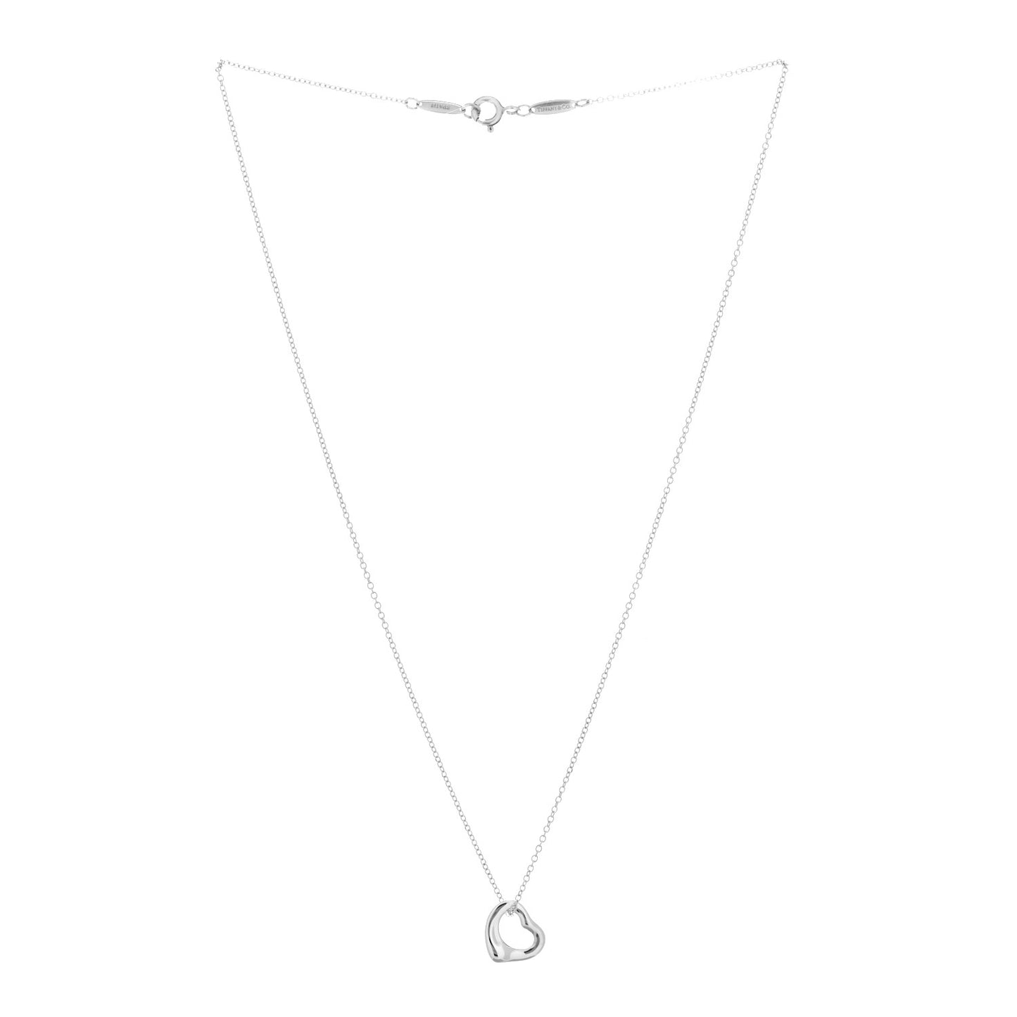 Sterling Silver 11mm Elsa Peretti Open Heart Pendant Necklace
