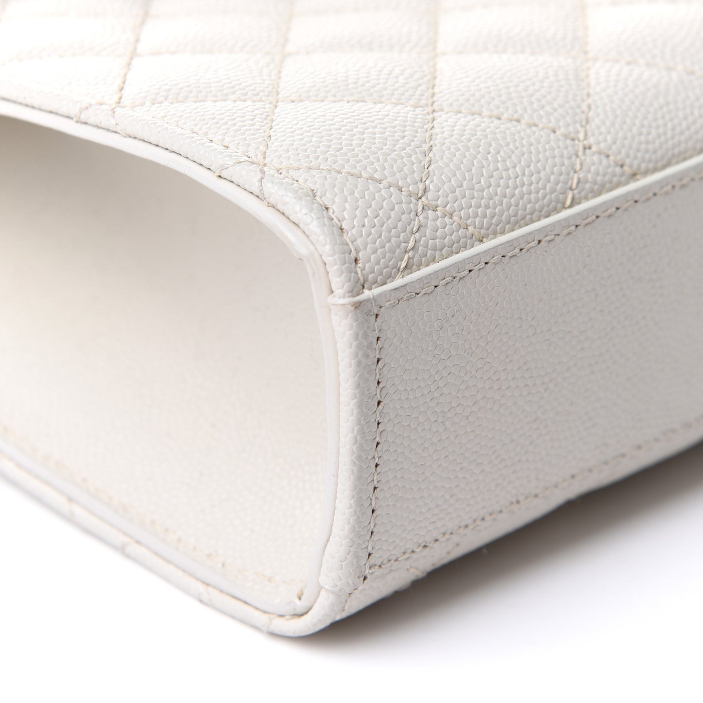 Grain De Poudre Textured Mixed Matelasse Medium Triquilt Monogram Satchel Crema Soft