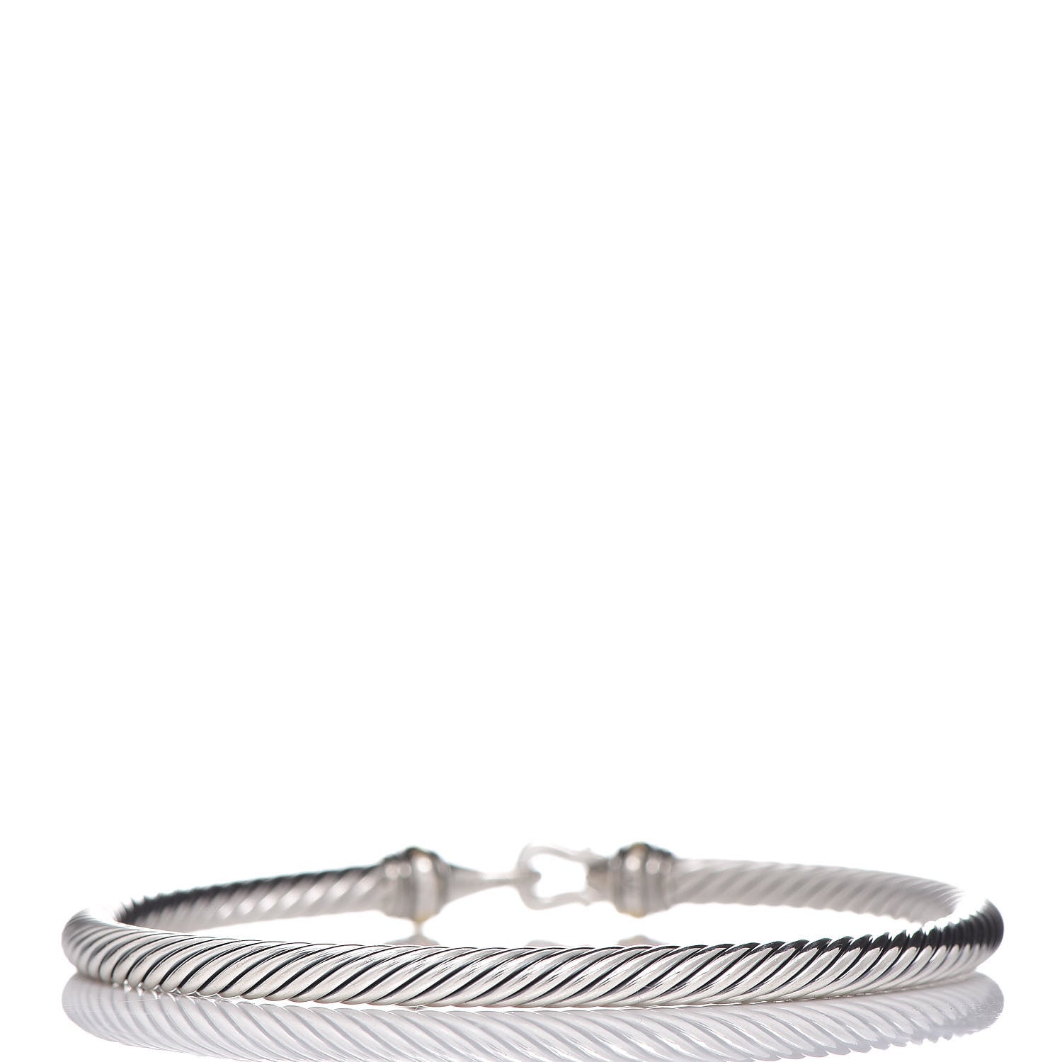 David Yurman Sterling Silver 18K Yellow Gold 4mm Cable Buckle Bracelet 3 of 4