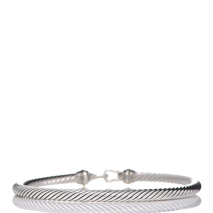 David Yurman Sterling Silver 18K Yellow Gold 4mm Cable Buckle Bracelet 3 of 4