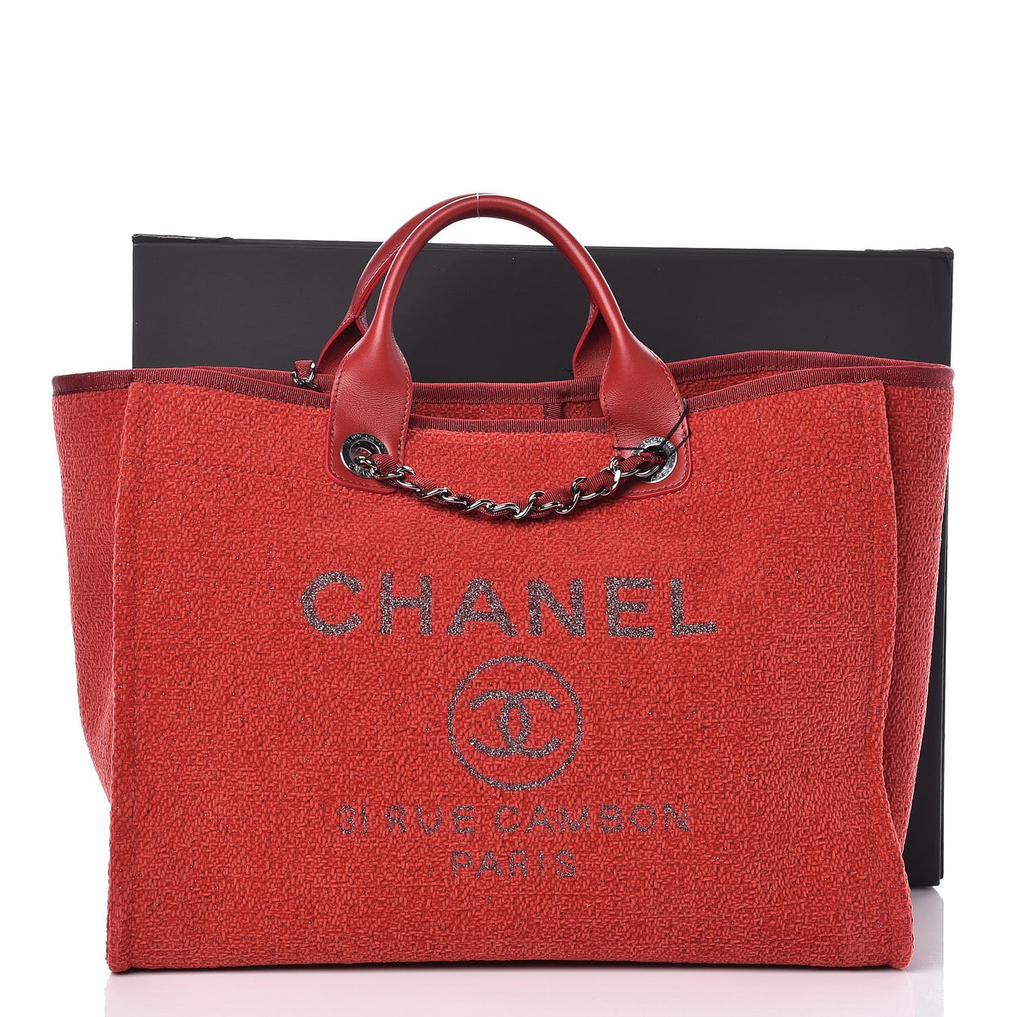 Lurex Boucle Large Deauville Tote Red