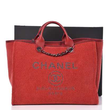 Chanel Lurex Boucle Large Deauville Tote Red 10 of 10