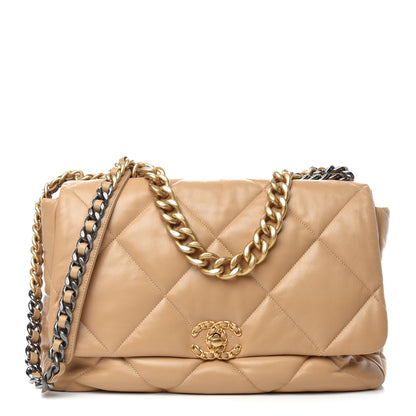 Chanel Lambskin Quilted Maxi Chanel 19 Flap Beige 1 of 10