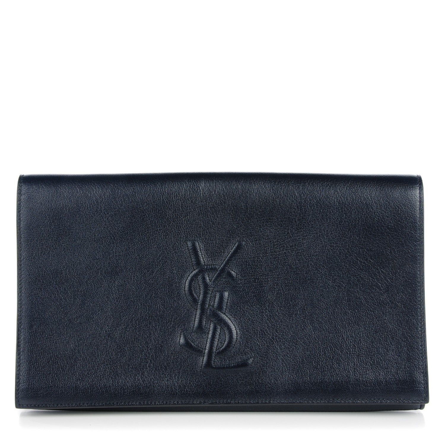 Saint Laurent Calfskin Monogram Large Belle De Jour Clutch Navy 1 of 7