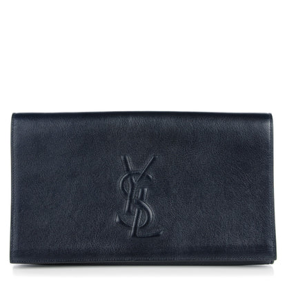 Saint Laurent Calfskin Monogram Large Belle De Jour Clutch Navy 1 of 7
