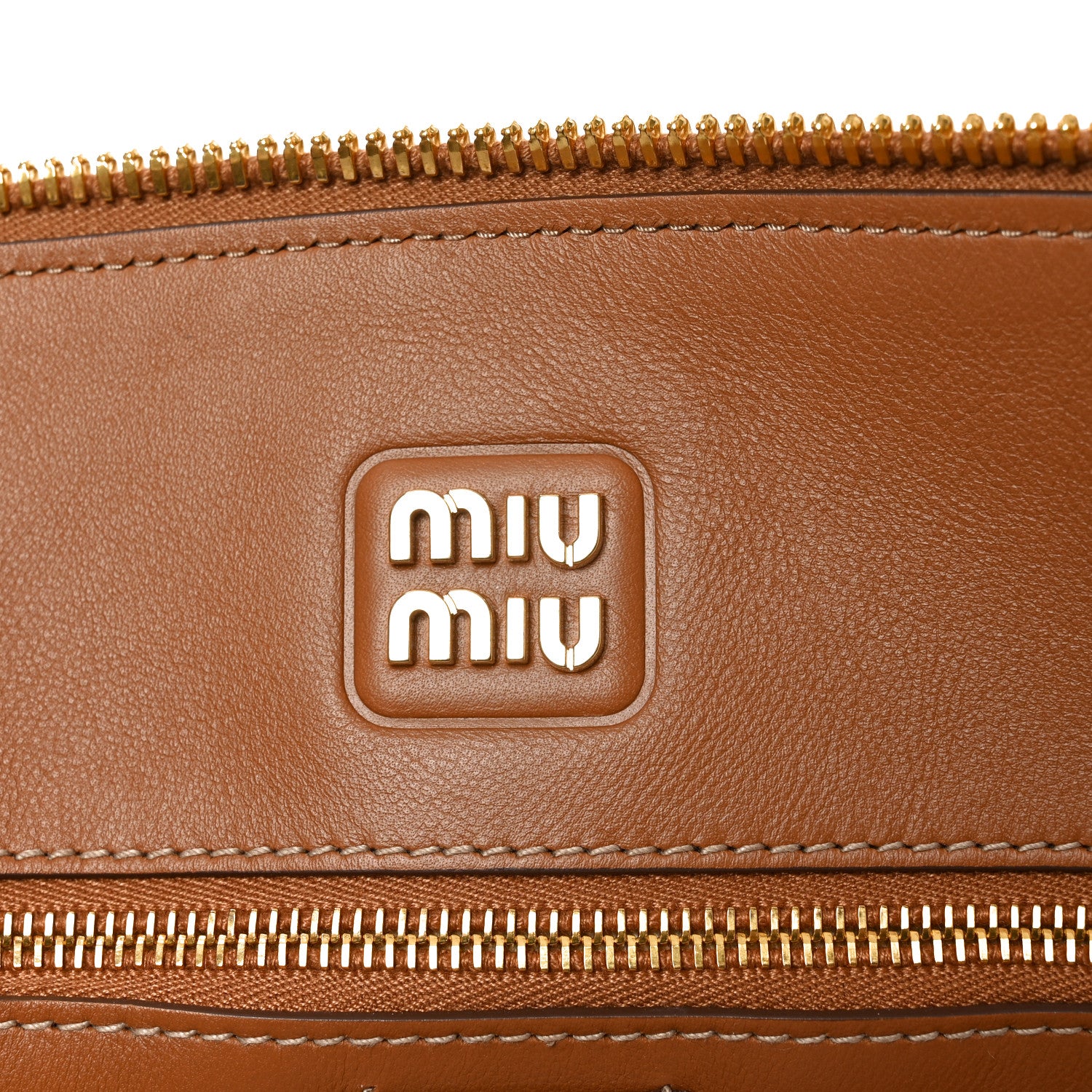 Miu Miu Soft Calf Top Handle Shoulder Bag Cognac 7 of 10