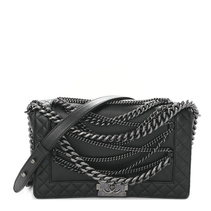 Chanel Calfskin Enchained New Medium Boy Flap Black 1 of 9